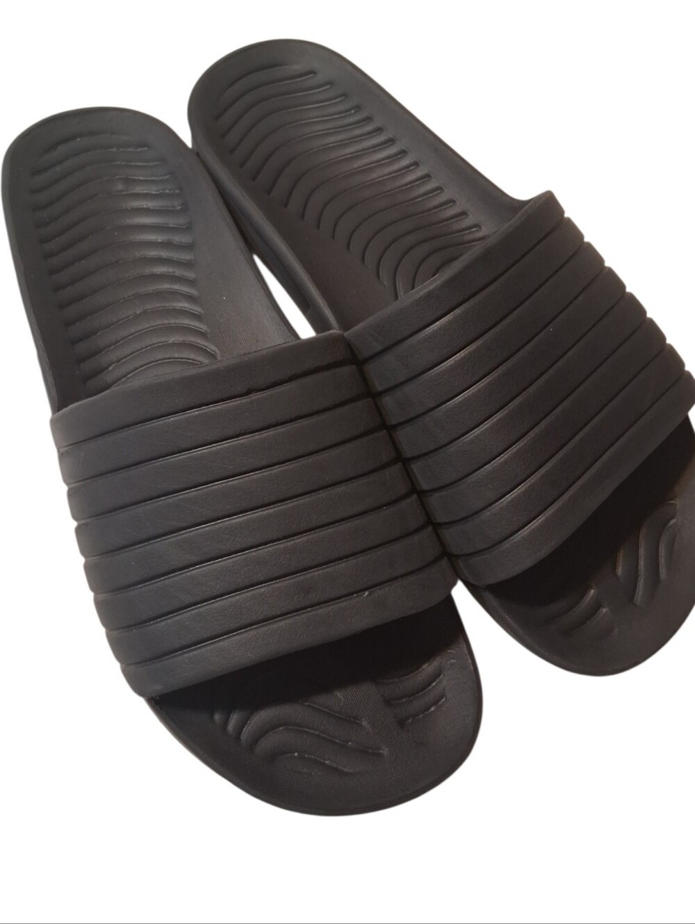 Black Recovery Pool Slide Sandals Water Shoes Textured Grooves Size 11